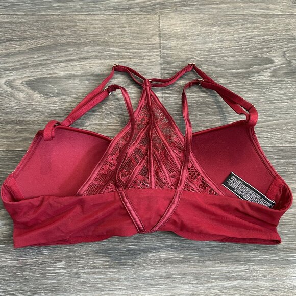 Victorias Secret 34B Very Sexy Push Up Bra Lace Floral Wine Red Gold Front Clasp - Picture 3 of 11